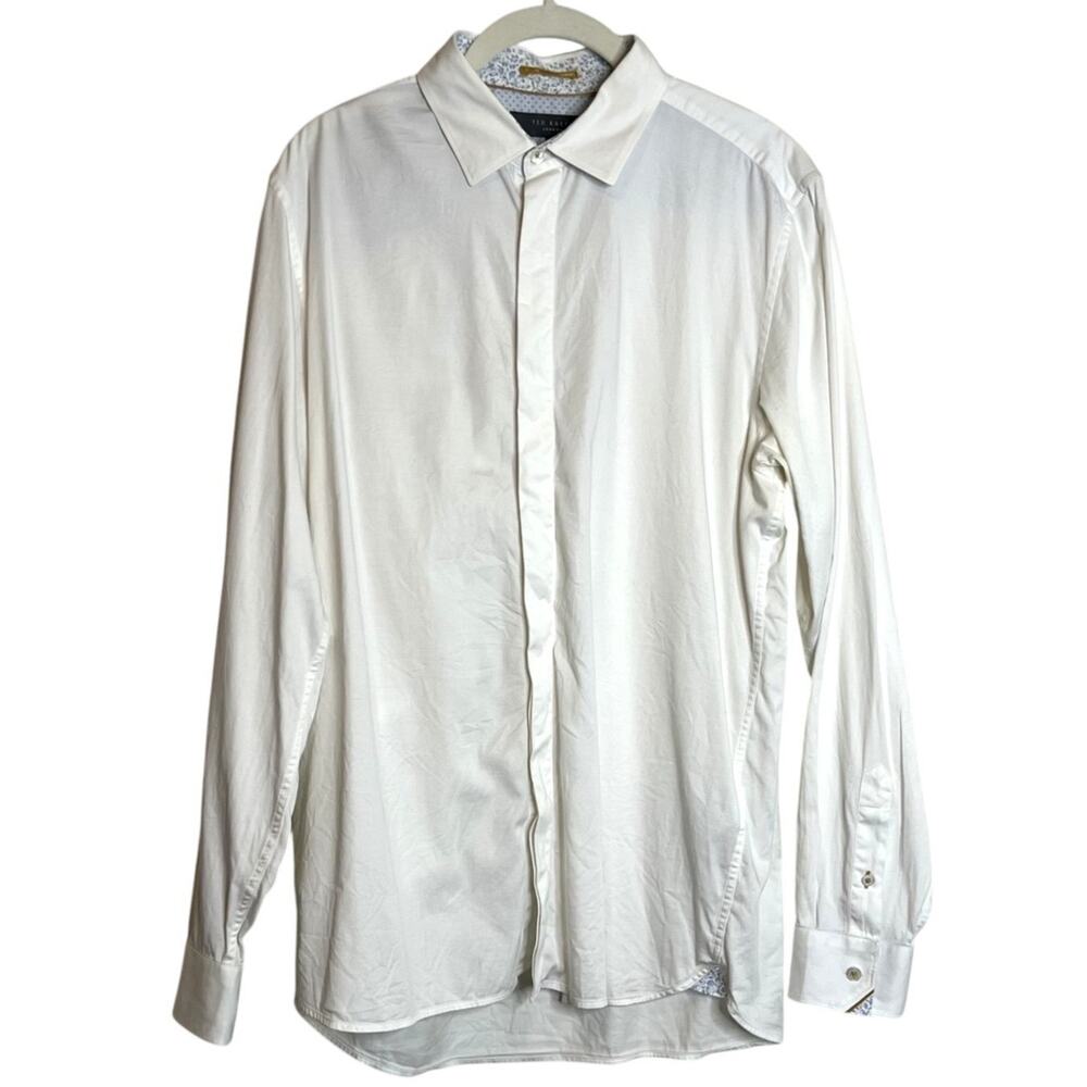 Ted Baker London Mens Dress Shirt Size 16 White Stretch Button Down
